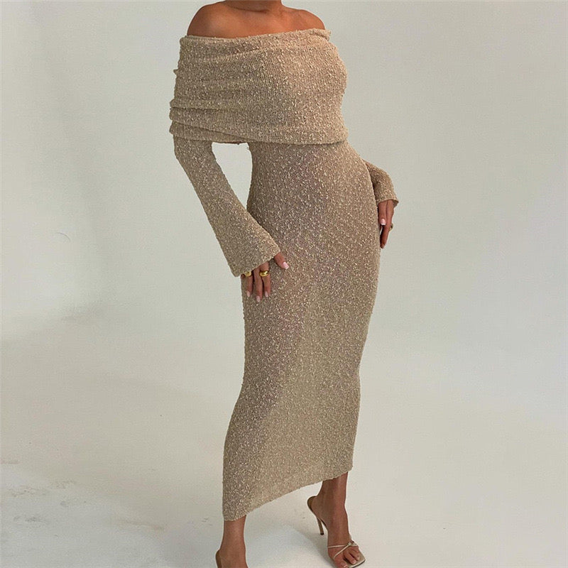 Matior™ | Amanda Structured Knit Off-Shoulder Dress