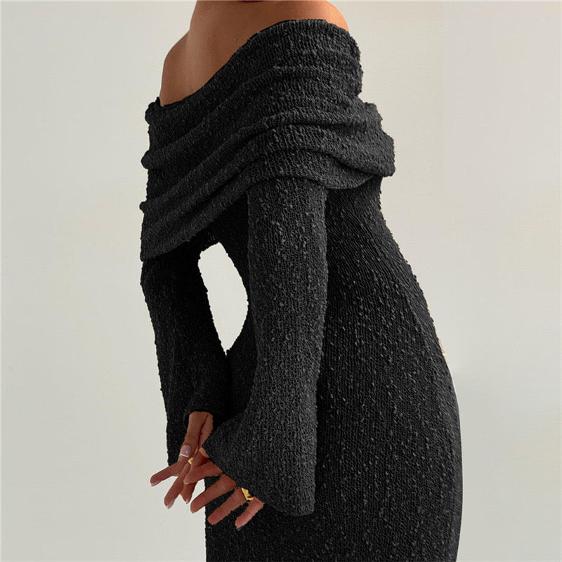 Matior™ | Amanda Structured Knit Off-Shoulder Dress