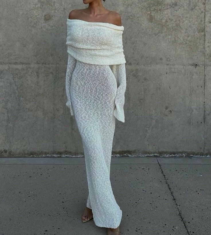 Matior™ | Amanda Structured Knit Off-Shoulder Dress