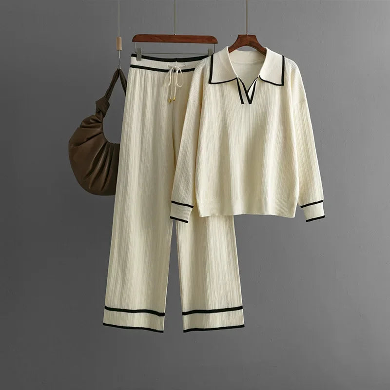 Matior™ | Elegant Contrast Knit Two Piece Set